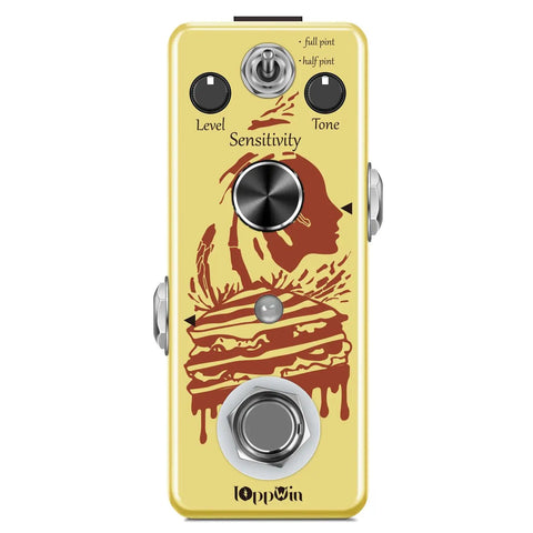 Dope Optical Compressor Pedal For Electric Guitar And Bass With Smooth Attack And Decay, true bypass, mini size metal housing in yellow.