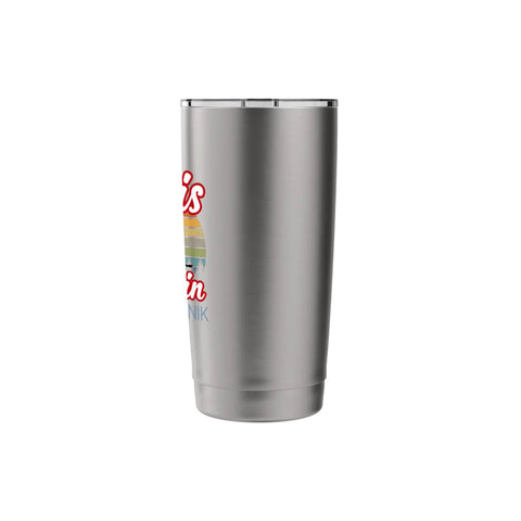 Stainless Steel Insulated Tumbler With Ski Town Souvenir Theme, Life Is Better On The Slopes, Durable Double Walled Travel Mug For Skiers And Snowboarders, Totally Sick Gift For Winter Vacations, Ski Trips, Or Family Ski Adventures. side view