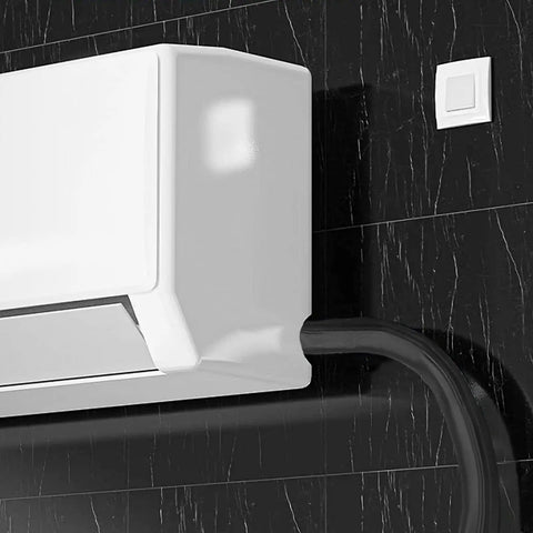 Mounted air conditioning unit with Three Layer Outdoor AC Pipe Insulation Wrap 72x10.2 Inches Weatherproof 600D Oxford Exterior.