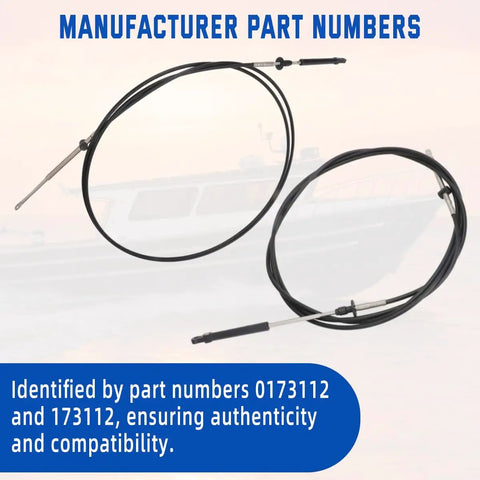 12ft Throttle Shift Remote Control Cables For Outboard Motors Fits Johnson Evinrude OMC BRP 1979 To Present 2 Pack