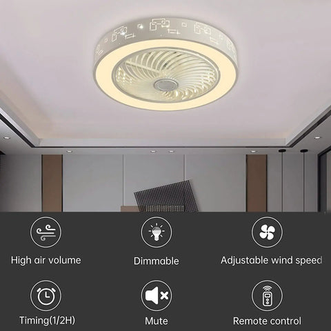 Low Profile Ceiling Fan With Light And Remote Control, Modern Flush Mount Smart Fan with 3 Light Color Modes and Multiple Speeds, White
