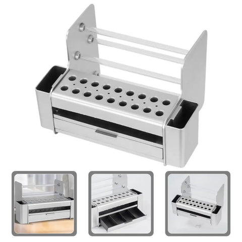 Slick Desktop Tool Organizer With Easy Slide Drawer And Tough Poly Build For Locking In Screwdrivers And Keeping Your Workbench Hella Tidy With Zero Mess Or Extra Fuss For Garage Home Office Or Auto Shop Setup, silver organizer with slide drawer.