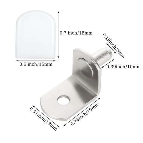 No Sweat 100 Pack Cabinet Shelf Pins With Cushioned Sleeves And Adjustable L Shaped Pegs For Kitchen Bookcase Furniture Fixes And Quick Room Organization Hacks In Silver, showing a steel shelf pin with white cushioned sleeve.