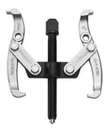 Heavy Duty 2 Jaw Gear Puller Adjustable Bearing Separator Tool For Wheel Hub Removal forged from solid steel, showcasing two silver jaws.