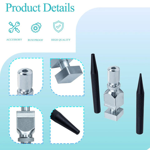 Pocket Chainsaw Chain Breaker Tool Kit For Quick Rivet Removal Link Punch Drill And Joiner Pro Grade On The Go Portable Saw Accessory With Durable Steel Construction For Tough Jobs against a blue background with close-ups of tool components