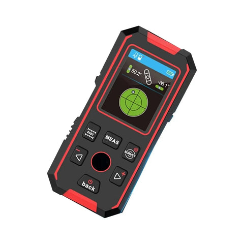 Heavy Duty 3 In 1 Stud Finder And Wall Scanner Straight Shooting Accuracy With Built In Digital Level showing LCD display and control buttons.