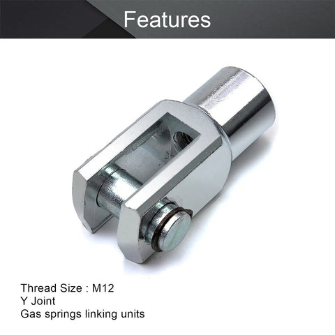 Air Cylinder Rod Clevis End Y Connector 62mm Length M12x1.25 Female Thread Two Pack Iron Silver Clevis Joint For Pneumatic Systems 40mm Bore 12mm Inner Distance Easy Install Heavy Duty Build, M12 Y joint for gas springs