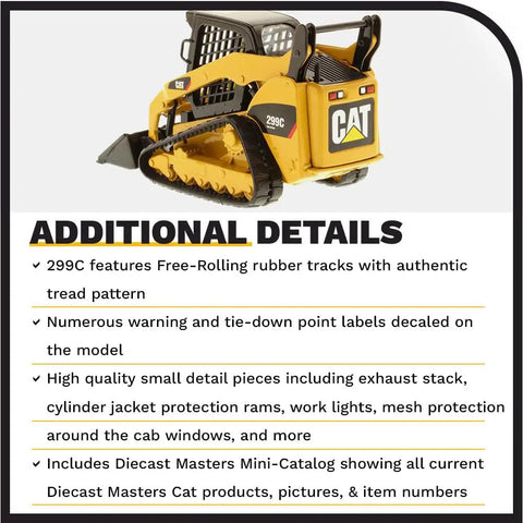 299C Compact Track Loader Model Diecast Collectible From Core Classics Series features and details display