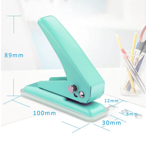 Grab And Go Handheld One Quarter Inch Hole Punch For Up To Twenty Sheets, Metal Hole Puncher With Skid Resistant Base For Paper Chipboard And Art Projects, Green