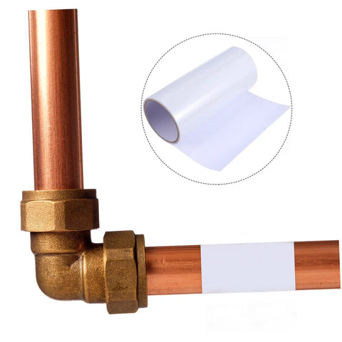 Image of Waterproof Repair Tape For Water Leaks With Heavy Duty Strong Adhesive Mending Tape applied on a copper pipe.