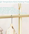 Beefy Heavy Duty Clothing Rack With Hooks For Home And Laundry Movable Clothes Rail In Gold Finish Industrial Style 59.1 Inch