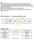 Schematic diagram of 2 Pack 220V AC To 24V DC Isolated Switching Power Supply Module Board for DIY projects, showing input and components.