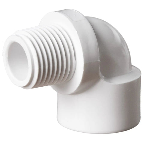 10 Pack Half Inch PVC Male To Female 90 Degree Elbow Fittings MIPT To FIPT for irrigation and water line projects, white plastic