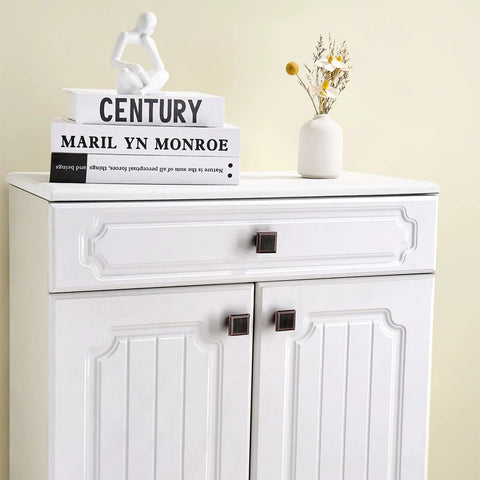 White cabinet with oil rubbed bronze square cabinet knobs set of 10 1.3 inch drawer pulls for cabinets and furniture vintage yet modern hardware.