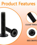 M6 X 30mm 30 Piece Pack Of Flat Head Hex Socket Cap Screws Made From 304 Stainless Steel With Black Oxide Finish for secure assembly