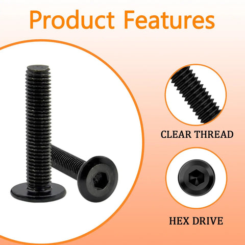 M6 X 30mm 30 Piece Pack Of Flat Head Hex Socket Cap Screws Made From 304 Stainless Steel With Black Oxide Finish for secure assembly