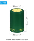 Killer 50 Pack Heat Shrink Caps With Sweet Floral Look Snug Seal Wraps For Wine Bottles, green PVC 33mm wide, 50mm tall.