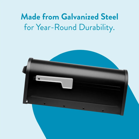 Postmount Mailbox Black Medium Outdoor Box Built Tough For Rain Snow Or Sun Galvanized Steel Construction Rust Resistant