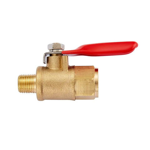 Heavy Duty Brass Inline Mini Ball Valve Shut Off With 180 Degree Handle And One Eighth Inch NPT Female To One Eighth Inch NPT Female Pipe Fittings For Tank Drain 600 WOG Rating Corrosion Resistant Easy Installation