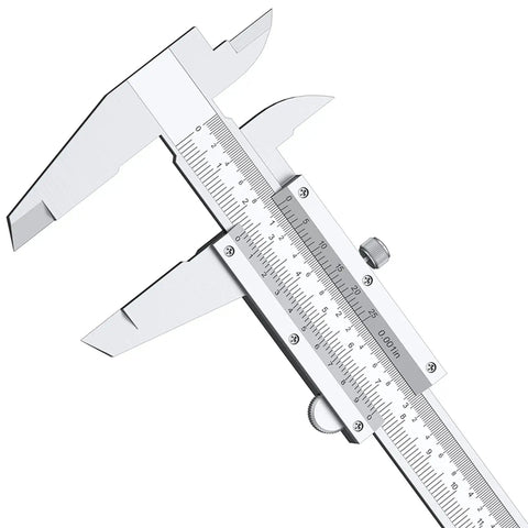Vernier Caliper 6 Inch Non Digital Measuring Tool With Inside Outside Depth And Step Measurements High Precision Caliper 0.02mm 0.001 Inch Ideal For Metalworking And DIY Projects Durable Carbon Steel Construction, silver carbon steel caliper close-up