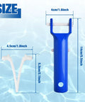 Size details of blue handle in 2 Pack Pool Vacuum Head Replacement Kit with dimensions