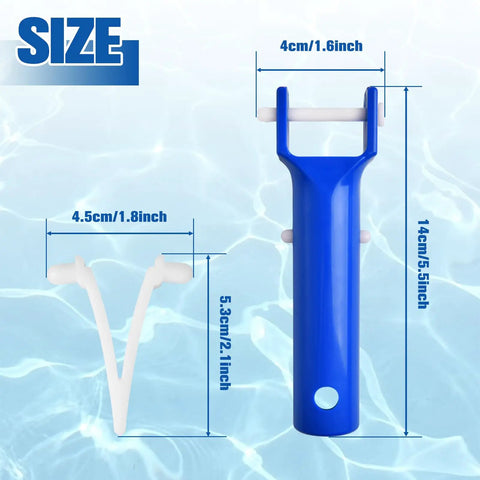 Size details of blue handle in 2 Pack Pool Vacuum Head Replacement Kit with dimensions