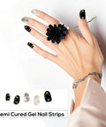 Semi Cured Gel Nail Strips And Wraps Kit For Diy Manicures 20 Pieces UV LED Lamp Required Long Lasting