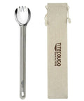 Ultra Lightweight Titanium Spork Multitool For Camping And Outdoors Long Spork With Spoon And Fork Combo product with pouch