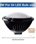 Par64 Led Bulb Replacement for 1000W Halogen, 80W, 15 Degree Beam, Warm White 2700K to 3000K, 120V GX16D dimensions shown