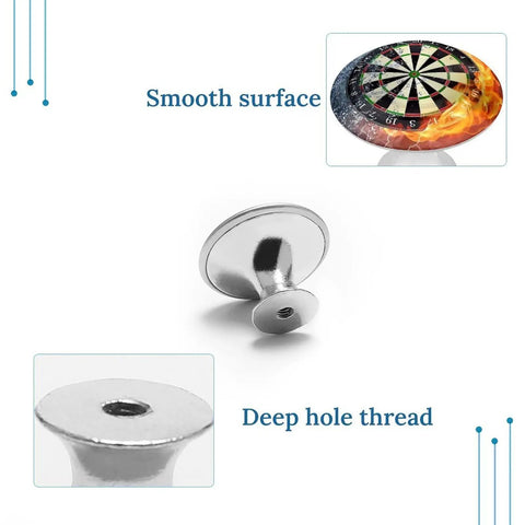 Two Pack Round Stainless Steel Cabinet Knobs Slick Modern Drawer Pulls with smooth surface and deep hole thread detail