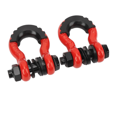 Beefed Up D Ring Shackle 5952 Lbs Towing Capacity Seven Eighth Inch Screw Pin Anchor Shackle For Off Road Winch Recovery With Isolator And Washer For ATV UTV Trucks Trailers Vehicle Recovery Red, set of 2