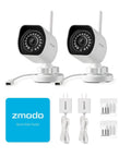 Outdoor Wireless Security Camera System 2 Pack 1080p Full HD Home Surveillance With Alexa And Google Assistant Compatibility