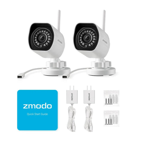 Outdoor Wireless Security Camera System 2 Pack 1080p Full HD Home Surveillance With Alexa And Google Assistant Compatibility