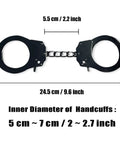 Metal Toy Handcuffs With Keys Adjustable Black Handcuffs For Pretend Play Stage Props measuring 24.5 cm in full length