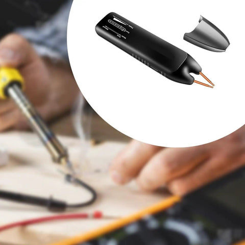 Handheld Spot Welder Portable Mini Welding Tool For DIY Metalwork, compact design with cap shown in action