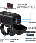 Motorcycle Usb Charger With Badass Waterproof Sae To Usb Adapter For Sweet Street Rides Featuring Knockout Dual Fast Quick Charge 3 Plus Pd Voltage Meter Plug And Play Toggle Switch Red, showing digital voltmeter and power switch.
