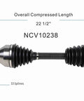 Left Front Driver Side CV Axle Shaft Assembly For Cars Heat Treated Quiet Ride Tech Premium Strength Extensive Quality Control Lifetime Warranty Built For Long Lasting Smooth Performance, 22 1/2 in, 33/34 splines