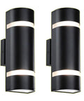 Outdoor Wall Light Sconce 2 Pack Black Waterproof D Shaped Mount Modern Dope Exterior Lighting For Garden And Patio Up And Down