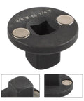 Low Profile Impact Driver Socket Adapter Set Made From Super Tough Heat Treated Steel For Tight Spaces With Secure Grip Handles And Smooth Swivels In Black Finish Perfect For Auto Repair And Heavy Duty DIY Home Projects, 3/8" to 1/4"