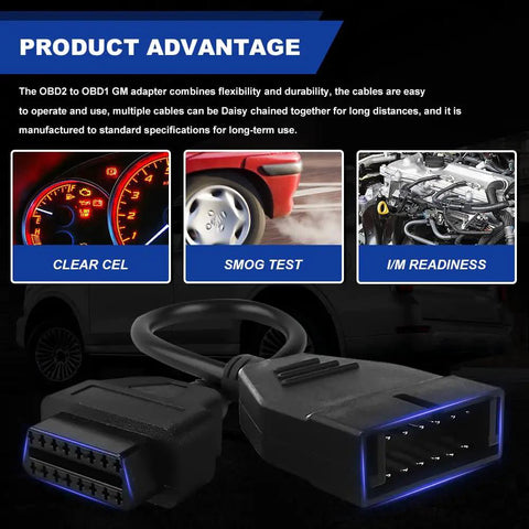 Plug And Play OBD1 To OBD2 Adapter Cable For Scan And Diagnostics OBD1 Scanner To OBD2 Converter Universal 12 Pin To 16 Pin