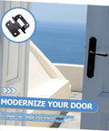 VILLCASE 6-pack cabinet door hinges, iron, black finish, for kitchen and bathroom cabinets; installed on a white door.