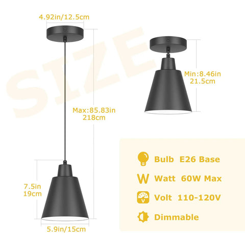 Top Tier Matte Black 3 Pack Pendant Lights For Kitchen Island Heavy Duty Metal Hanging Lamps With No Sweat Adjustable Wiring And Rust Proof Slick Finish dimensions and details.