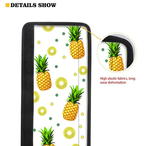 Refrigerator Door Handle Covers Set Of 2 Non Slip Blue Gold Marble Kitchen Appliance Decor Keeps Handles Clean, pineapple pattern