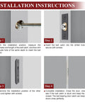 Installation instructions for Badass Stainless Steel Ball Catch Latch Pair For Closet Doors And Cabinet Drawers with steps.