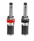 Rhodium Plated HiFi Terminal Blocks 2 Pack Rock Solid Solderless Wiring Posts with chrome and carbon design.
