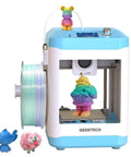 Kid Friendly 3D Printer For Beginners With Auto Leveling And Open Source Fast Printing Up To 250 mm Per Second, blue, front view.