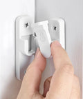 Heavy Duty White Zinc Alloy Barn Door Latch Hardware For Sliding Wooden Doors Super Slick Right Angle Lock being installed.
