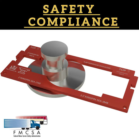 King Pin Wear Gauge for 2 Inch and 3.5 Inch Pins Aluminum Alloy Construction Undersized Diameter Detection Tool for Trucks and Trailers Includes 360 Degree Rotation for Accurate Diameter Check, red gauge on king pin
