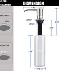 Dimensions of Brushed Nickel Sink Soap Dispenser For Kitchen Sink Stainless Steel Build 17 Oz Refill Bottle Built In Design