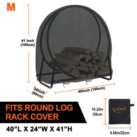 Outdoor Waterproof Log Rack Cover Heavy Duty Windproof UV Resistant Tarp With PVC Backing Keeps Dry Wood Safe Year Round Fits 40 Long X 24 Wide X 41 High Black